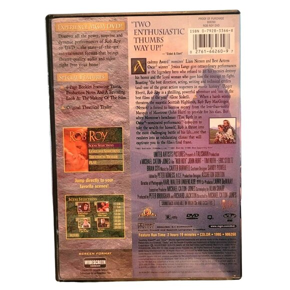 Rob Roy Movie - Liam Neeson, Jessica Lange - DVD - 4138dvd - Picture 2 of 2